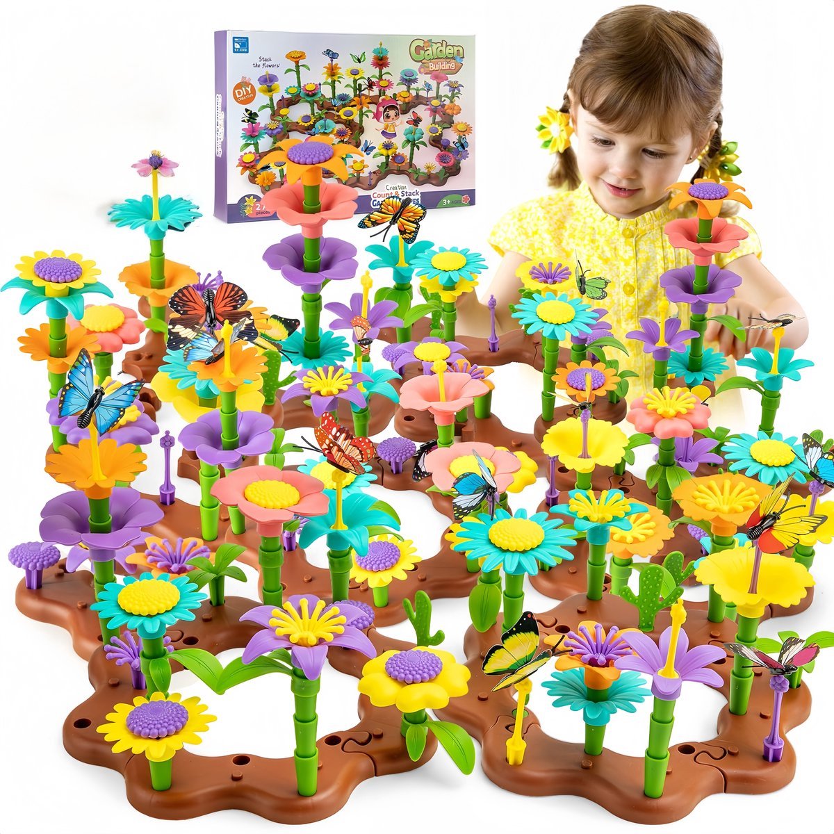 Casalora Bloemen Speelgoed - 272st - Fijne motoriek Speelgoed - Montessori Bouwset - Meisjes speelgoed 6 jaar - Open ended speelgoed Kleuter speelgoed 3 jaar - Kinderspeelgoed 4 jaar-8 jaa cadeau meisje 7 jaar - Jongens Speelgoed 5 Jaar