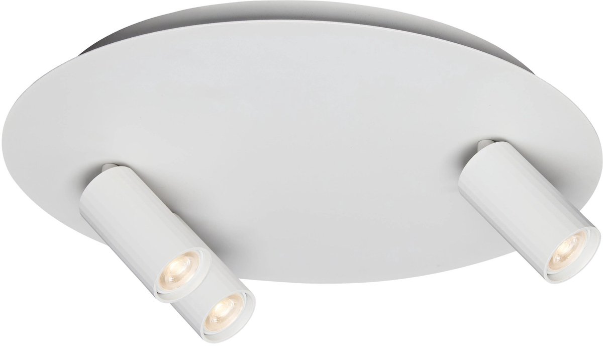Oryx plafondspot, ronde basis Ø350 mm, 3 kantelbare MR11-spots (lamp niet inbegrepen), wit, dimbaar