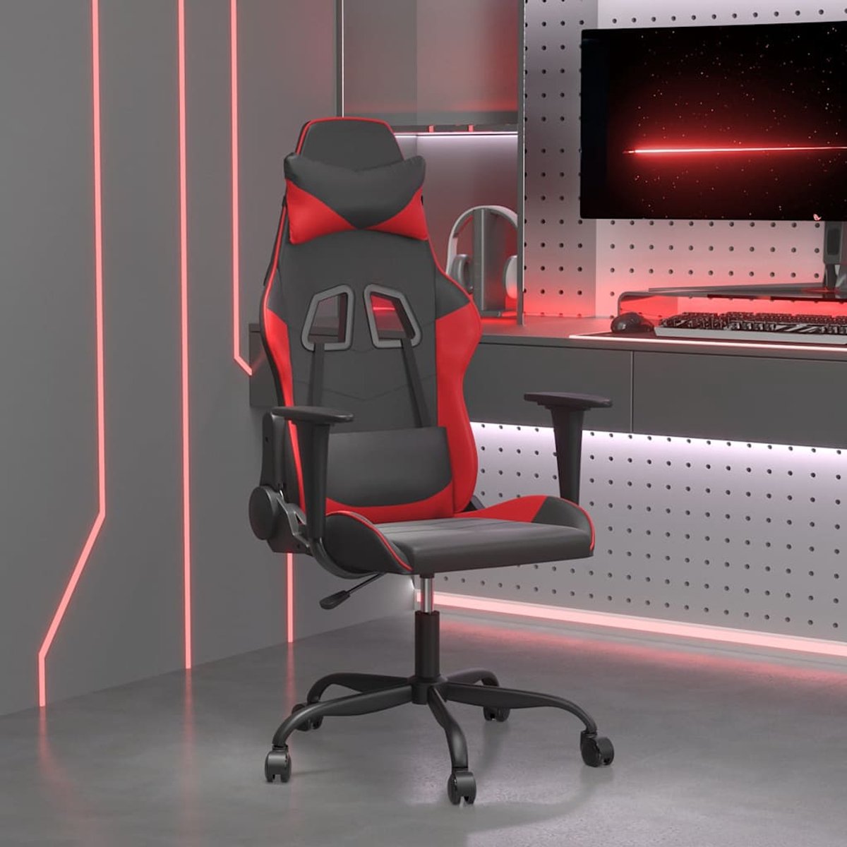 vidaXL Gamestoel - kunstleer - zwart - en - rood Zwart en rood