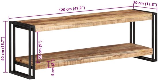 vidaXL - Tv-meubel - 120x30x40 - cm - ruw - mangohout