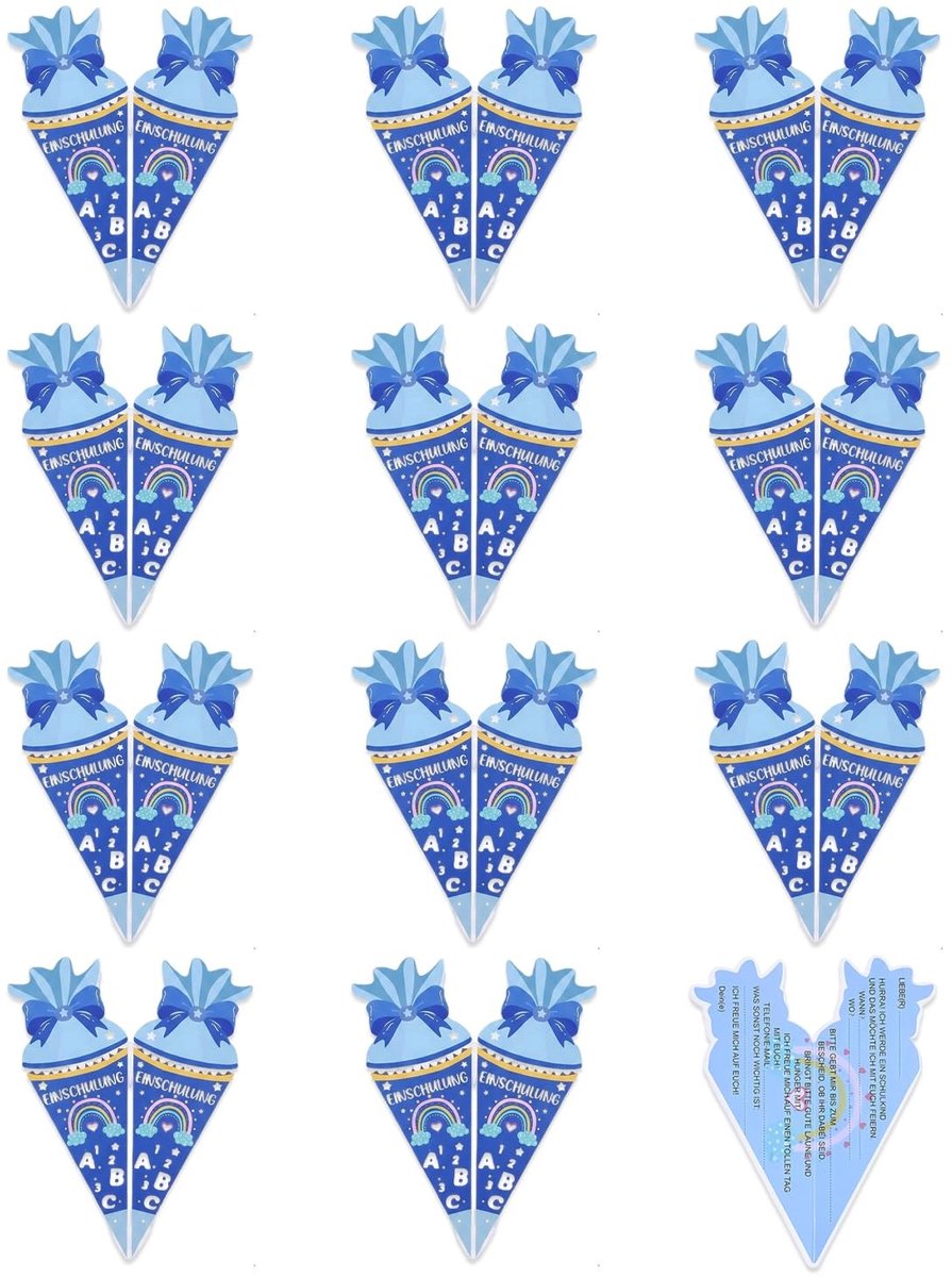 Solidchoice - Uitnodigingskaarten voor School - Blauw, 12 Stuks, Perfect voor Eerste Schooldag