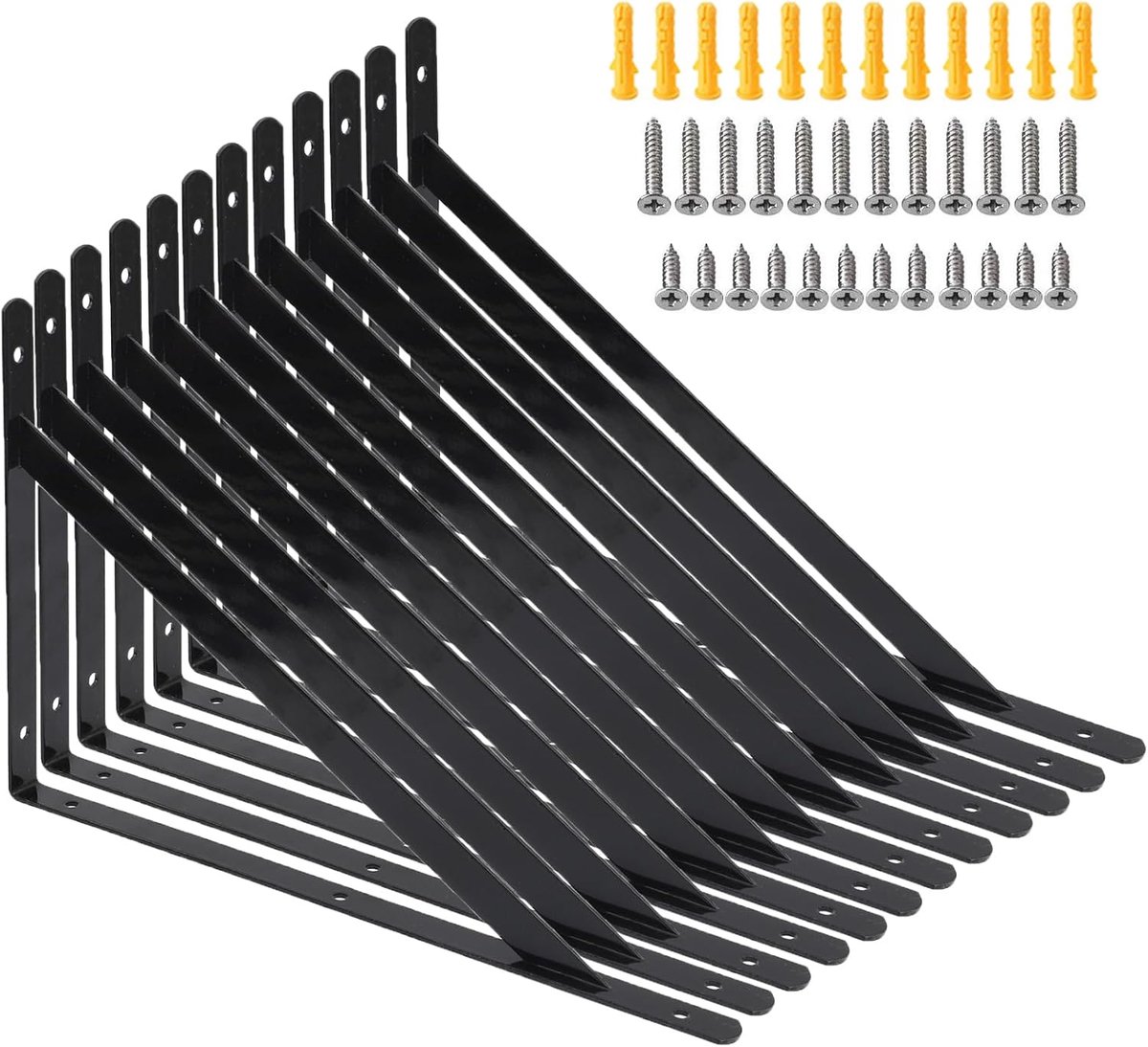 Hoek voor zware lasten - 12 stuks - 250 x 400 mm - console voor zware lasten - plankdrager met schroeven - wandhouder - rek - draagkracht 100 kg - plankdrager - wandmontage console (12 stuks)