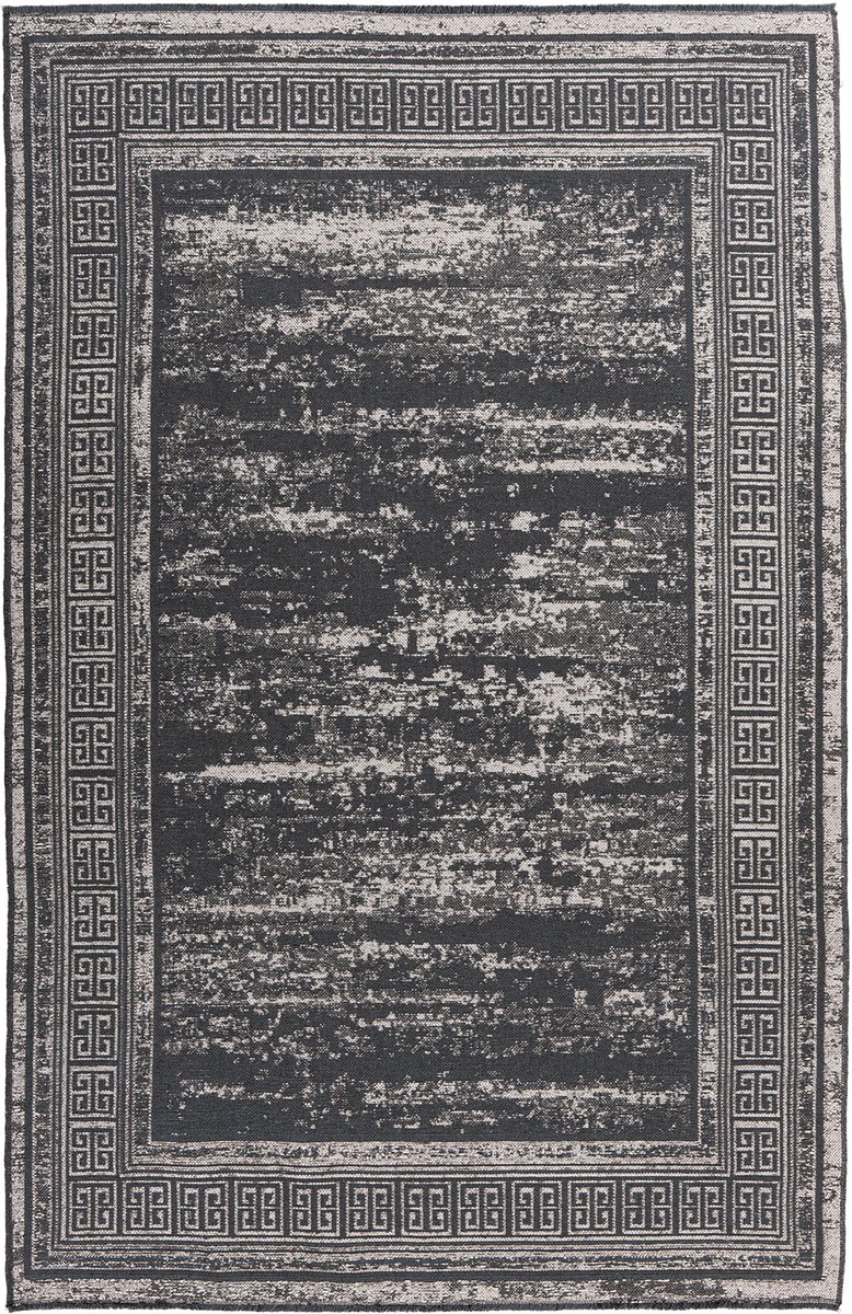 Padiro laagpolig vloerkleed 160 x 230 cm - grijs - vintage patroon - geschikt voor vloerverwarming - van polyester