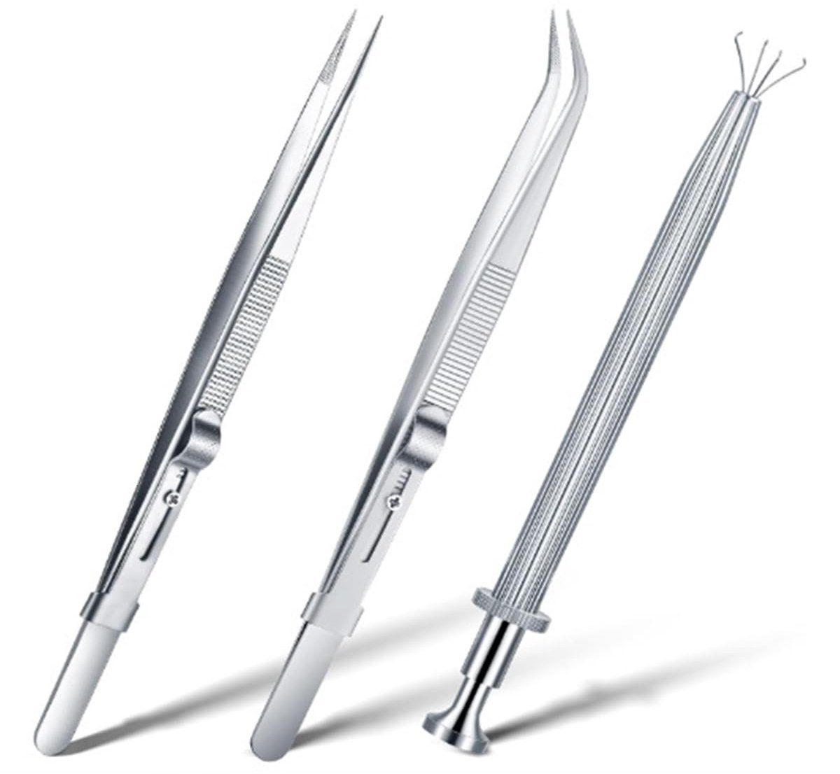 Solidchoice - Set van 3 Diamantpincet en Edelsteen Clip voor Juweliers - Precisiegereedschap van Roestvrij Staal