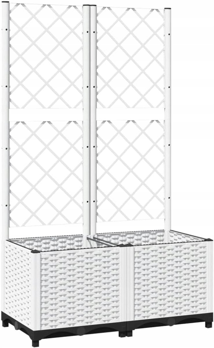 Bloembak met Trellis - Wit PP - 80x40x136 cm