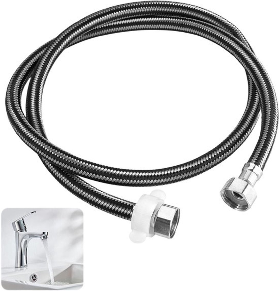 Rvs Aansluitslang G1/2 Inch voor Waterverwarmers en Kranen in Keuken en Badkamer, Geschikt voor Koud Water, Duurzaam en Flexibel