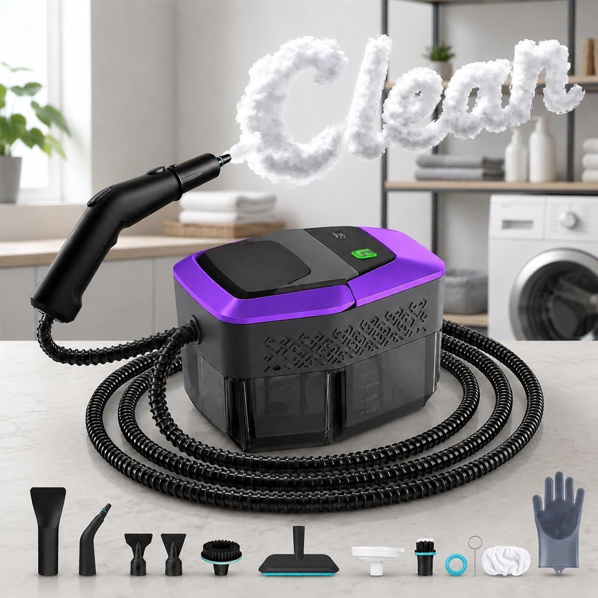 Stoomreiniger - Handapparaat - 1800 ml - Draagbare Stoomreiniger met Snelle Opwarming en 11 Accessoires - Voor Huishoudelijk Gebruik