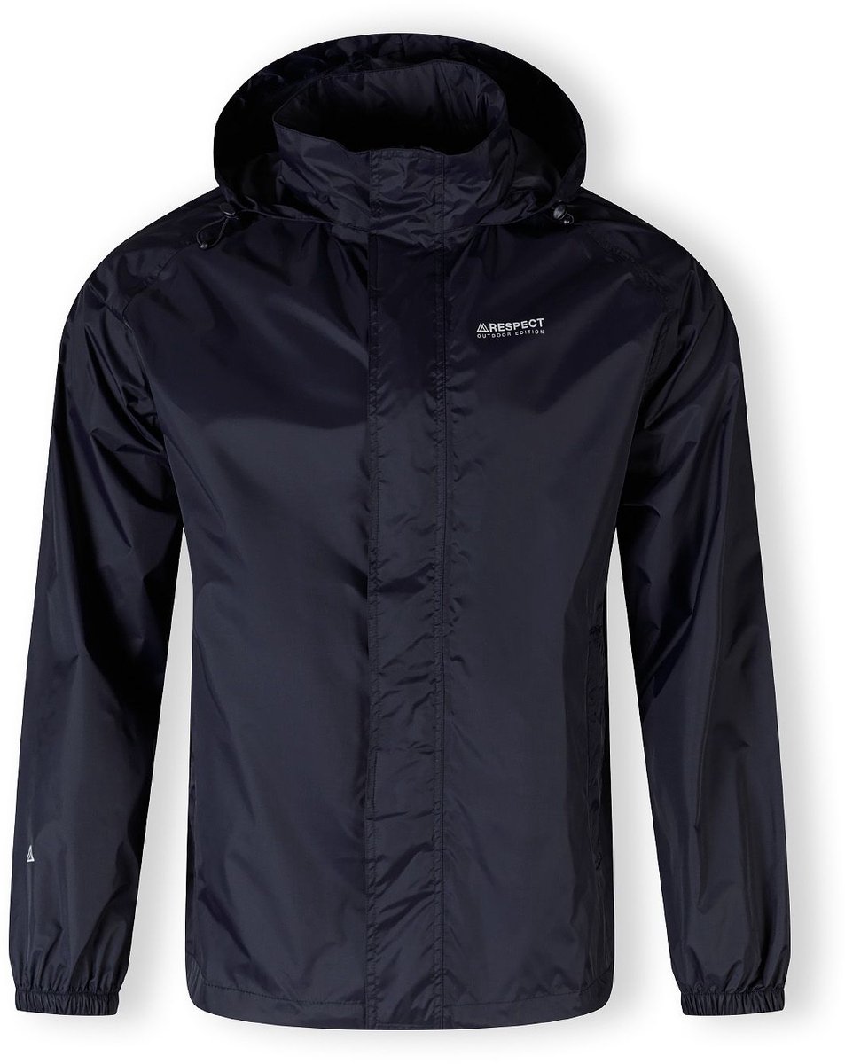 Minoti regenjas heren opvouwbaar met capuchon in de kraag donkerblauw met opbergzak