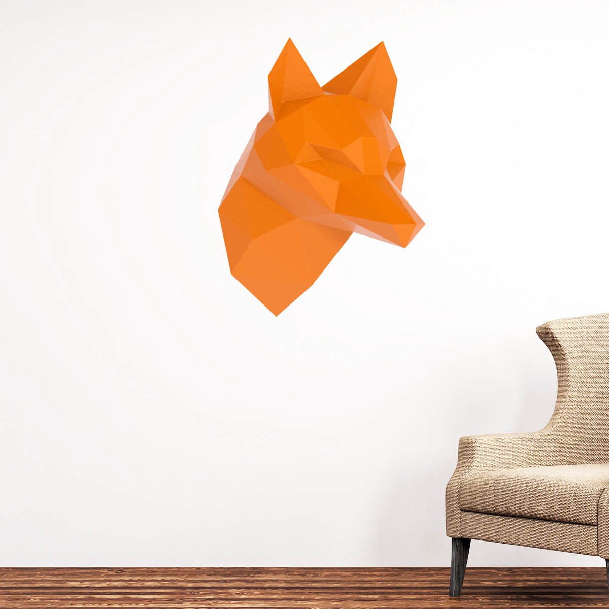 Ambiance Sticker 3D origami sticker van een oranje vos in profiel, 110 x 80 cm Multi color