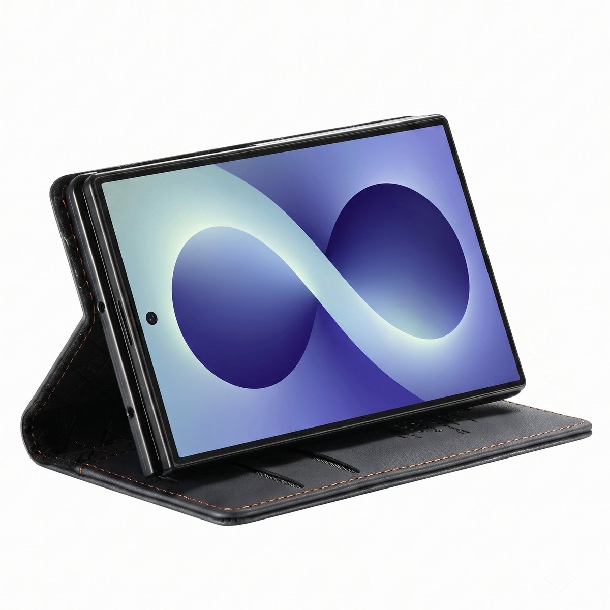Caseme, Leren Hoesje Geschikt voor Samsung Galaxy Z Fold 8 Anti-RFID Pashouder en Standaard, Zwart
