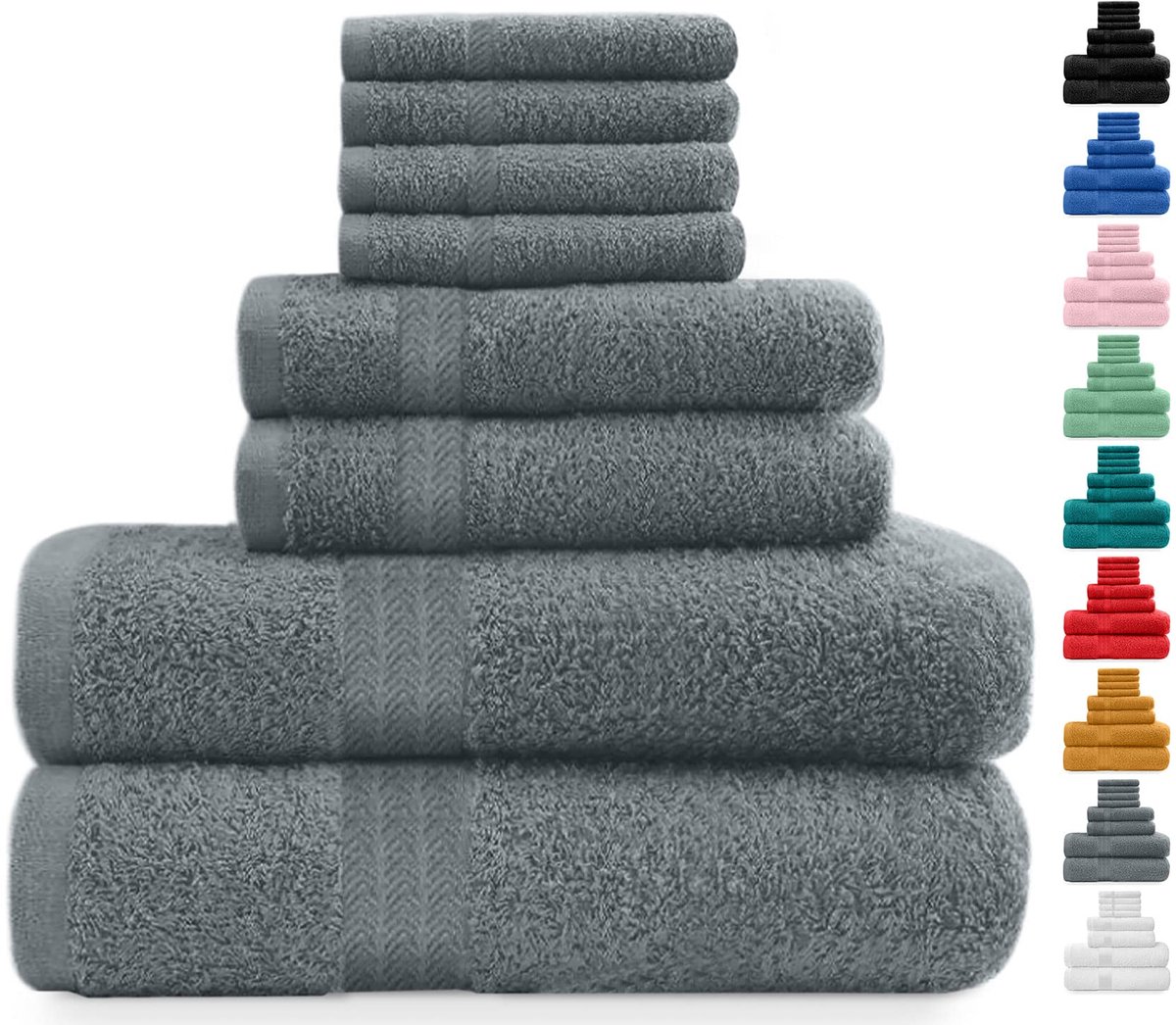 Midland Bedding 8-delige handdoekenset, katoenen handdoekenset - ShopVlot