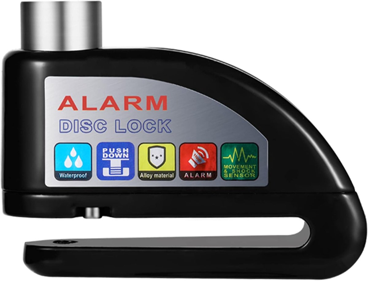 Disc Clamp Motorcycle Alarm 110dB, Waterproof Motorcycle Lock Locked by Keyless Pressing, Scooter Lock with Integrated - ShopVlot