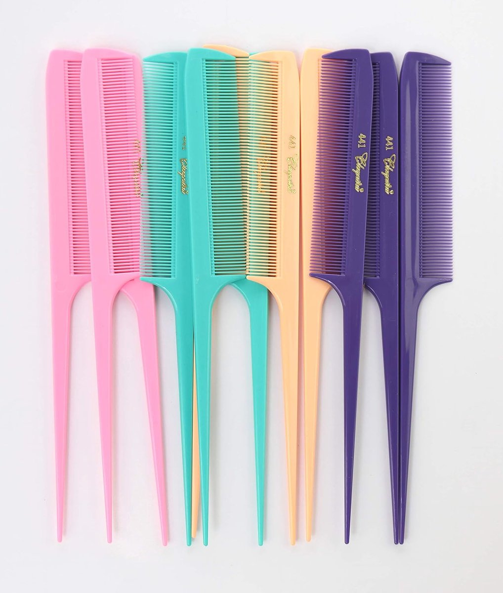Krest Cleopatra 8-1/2" Rattail Combs Extra Fine Tooth.Rat Tail Comb Model #441. Color Fresh Mix. 1 dozen - ShopVlot