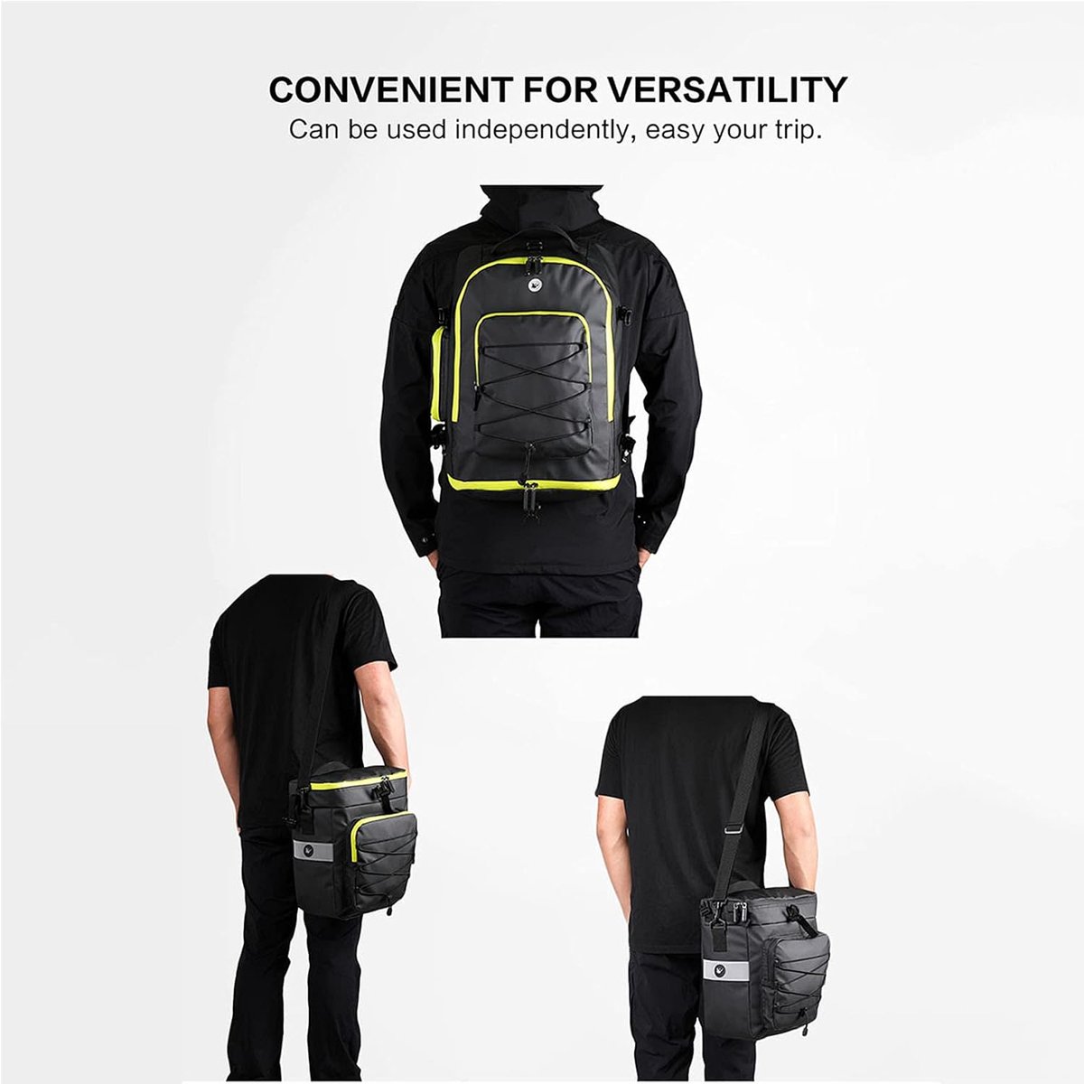Three-in-one multifunctional bicycle bag, waterproof bicycle rear seat bag, bean bag with rain cover with shoulder - ShopVlot
