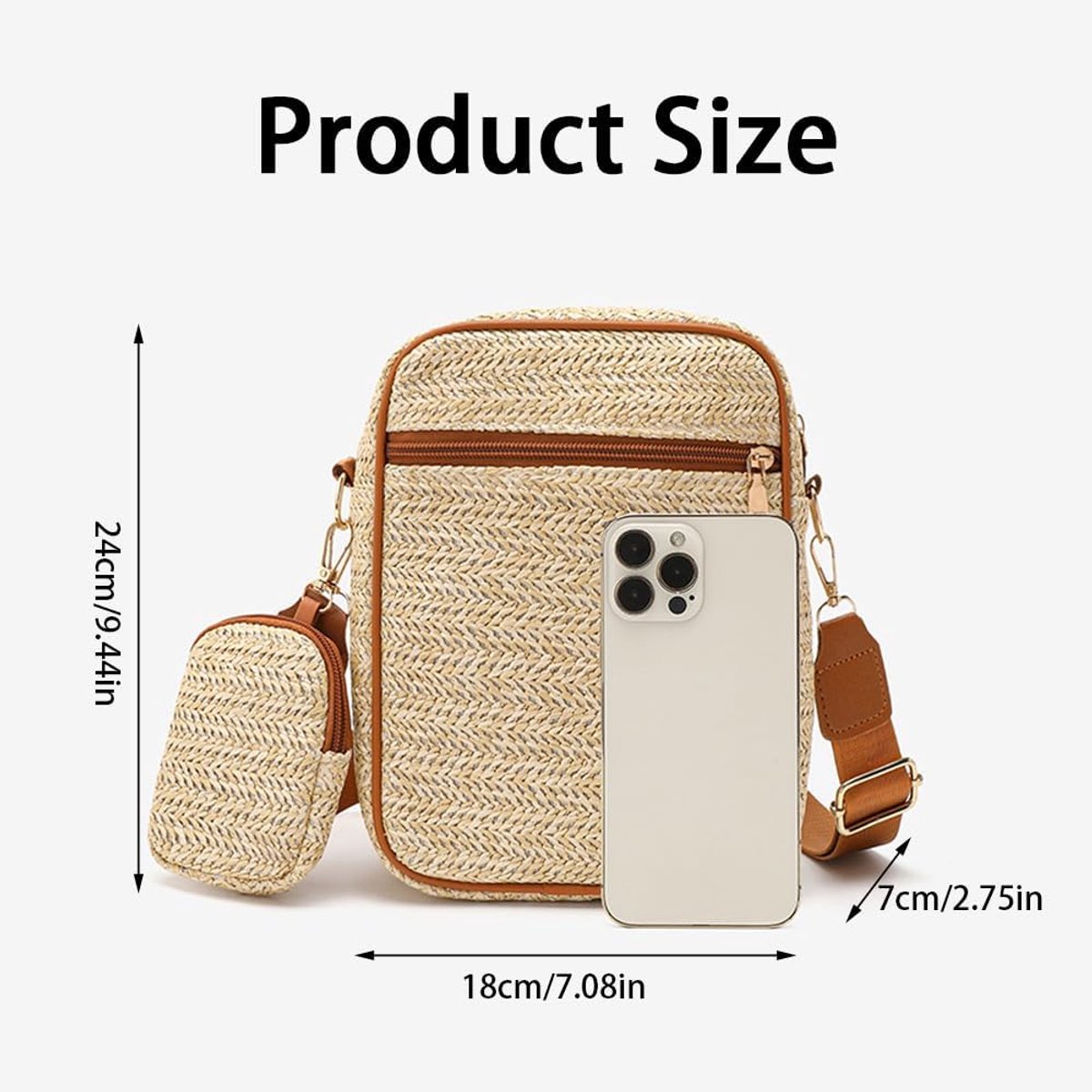 Schoudertas Dames Crossbody Tas Gevlochten Schoudertas Strolook Messenger Tas Casual Handtas Reistas Strandtas Met - ShopVlot