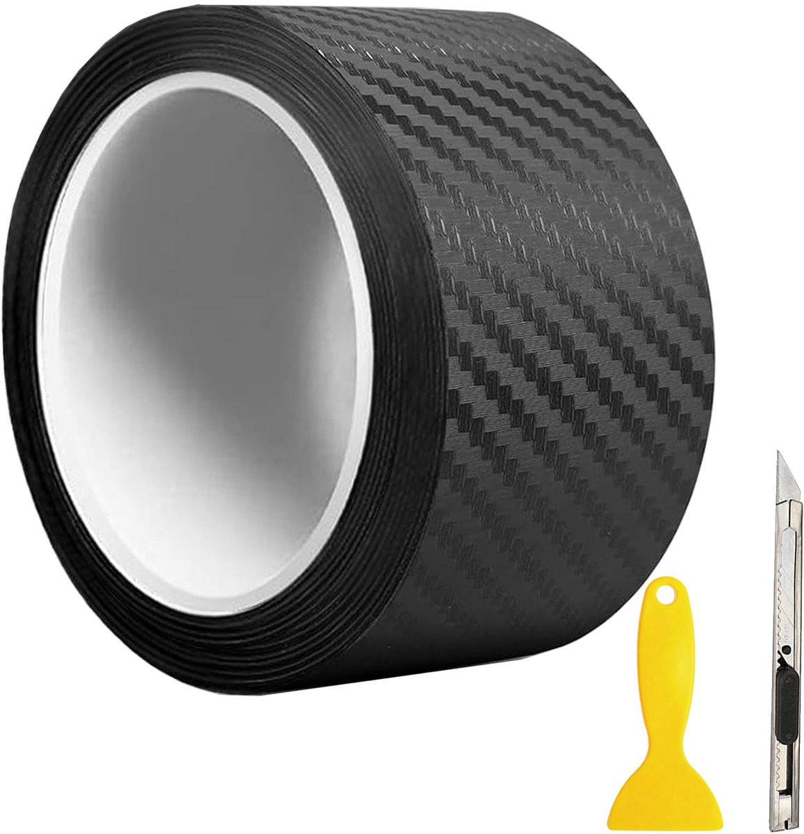 Diyixisk Carbon lakbeschermingsfolie 5 cm × 10 m – set van 3 incl. rakel en mes, zelfklevende 3D koolstofvezel - ShopVlot