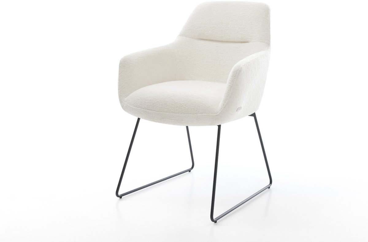 Gestoffeerde-stoel Pejo-Flex slipframe zwart bouclé zacht beige pocketveer kern