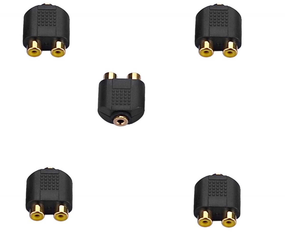 Solidchoice - 5PK RCA Y-Adapter 2 naar 1 Hoofdtelefoonaansluiting