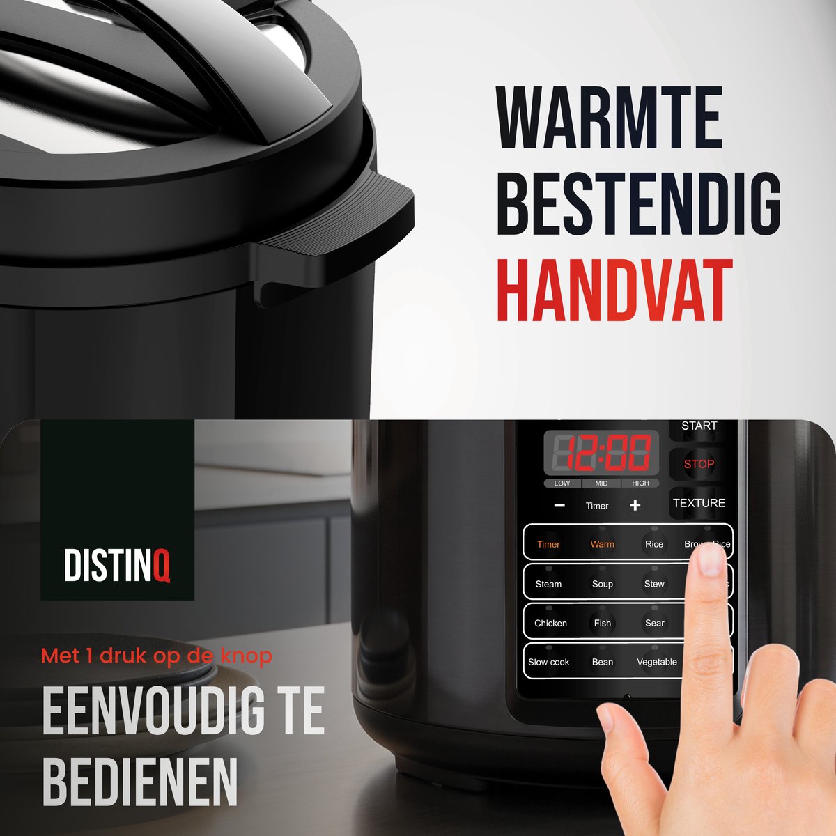 DistinQ Multicooker 9-in-1 - Snelkookpan - Pressure cooker - Rijstkoker - Slowcooker - Stomer - Sous-vide – foto 6