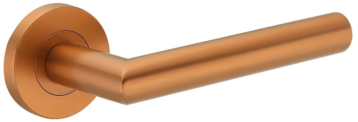 Deurkruk (2x) Luna rond 20mm haaks met een schroefrozet brons geborsteld PVD gecoat | Ronde deurklinken