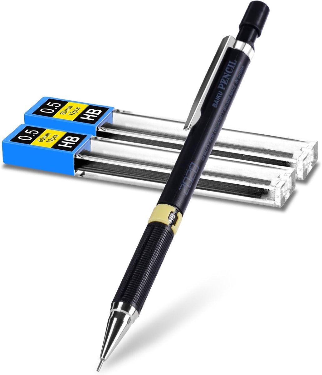 0.5mm Mechanical Pencil Set, 1 Mechanical Pencil with 2 0.5mm HB Refills for School, Engineering, Writing, Drawing and - ShopVlot
