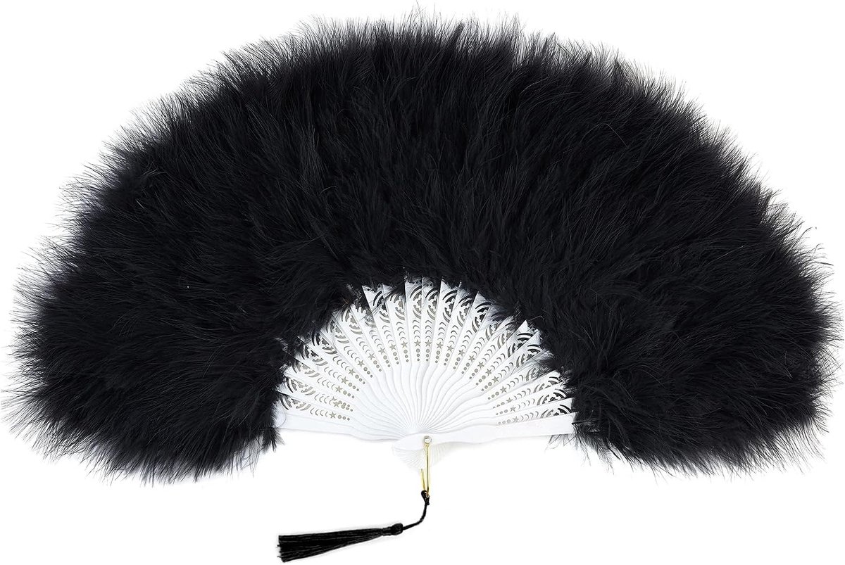 Coucoland Pink Feather Fan with Pink Handle Women's 1920s Accessories Feather Hand Fan for Gatsby Cocktail Wedding - ShopVlot