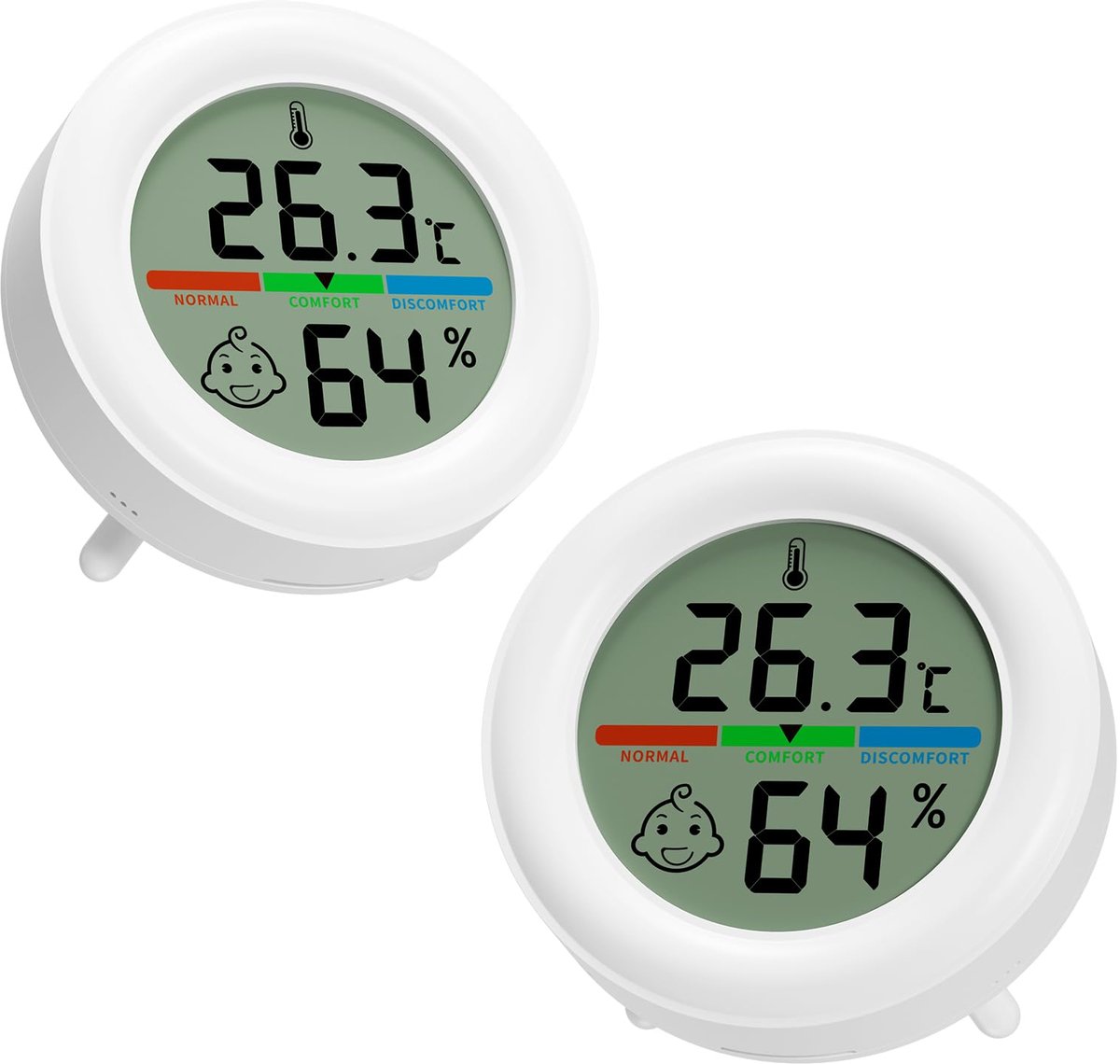 Yomisee Mini-hygrometer, thermometer voor binnen, 2 stuks, luchtvochtigheidsmeter, kamerthermometer - ShopVlot