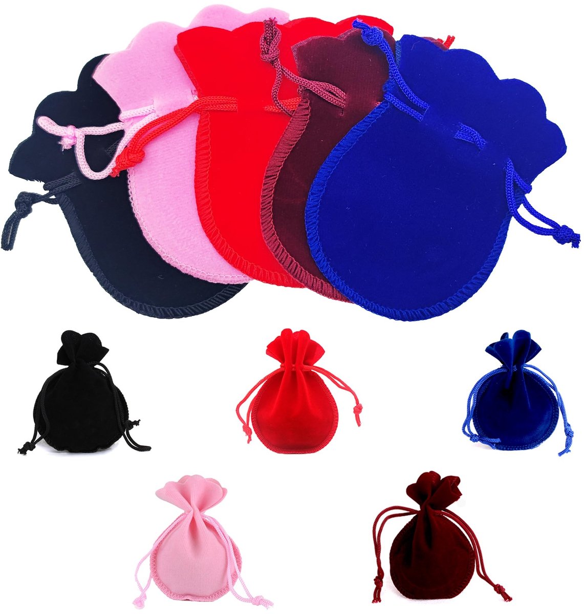 Solidchoice - Set van 20 Fluwelen Zakjes met Trekkoord voor Cadeaus en Sieraden