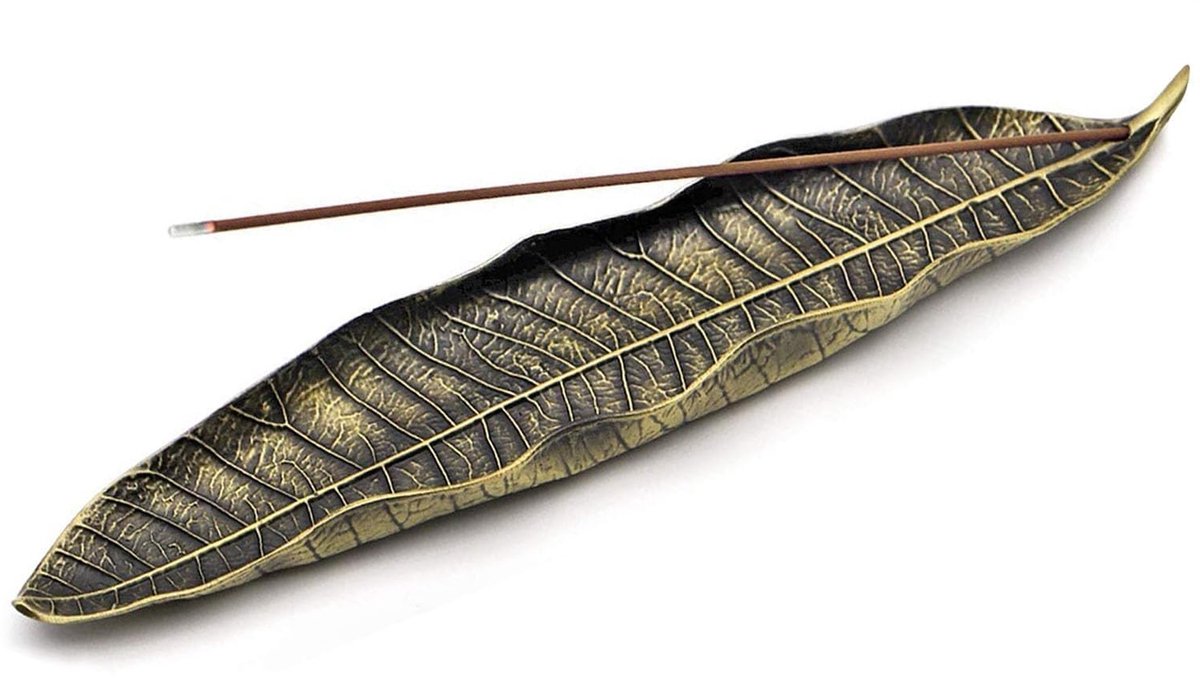 Solidchoice - Metalen Incense Stickhouder met Bladvorm in Brons