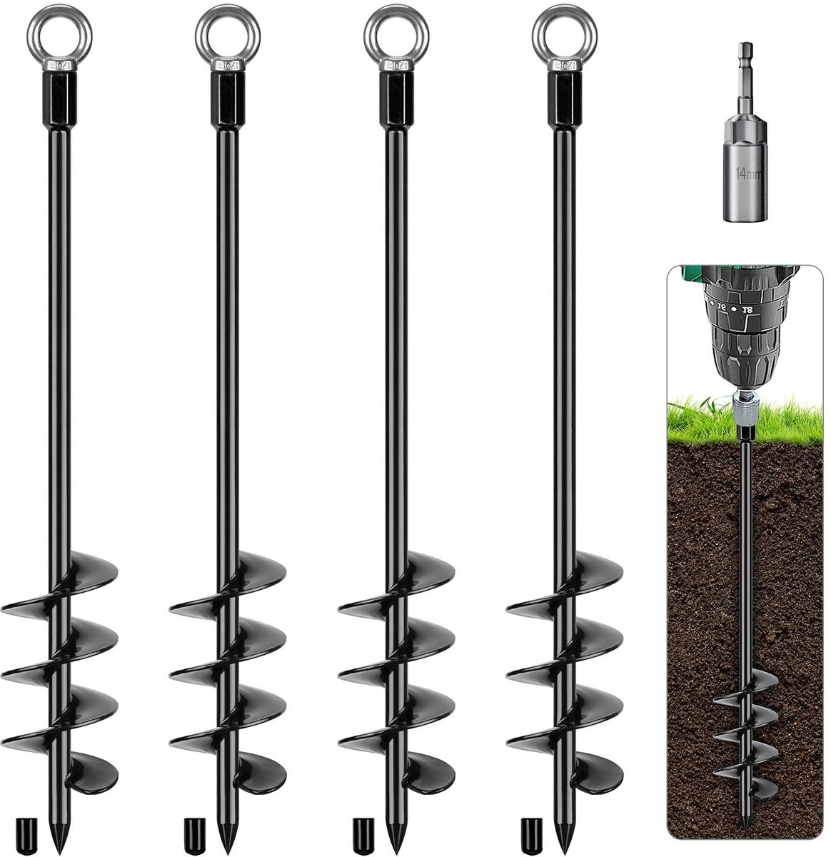 Solidchoice - Heavy Duty Tenthaak Grondschroef voor Schommels en Camping