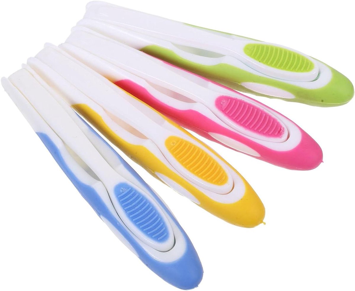 Opvouwbare Tandenborstels - Reis Tandenborstel Set - Mondverzorging Onderweg - Beschermende Opklapbare Kop - 19.6 cm Lengte - Diverse Kleuren