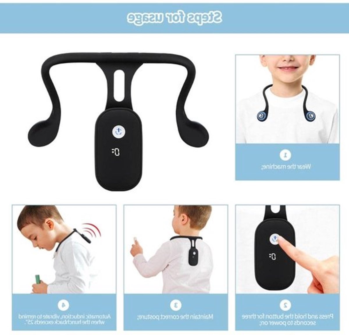 Houdingscorrector en trainer voor een gezonde rug en nek - Oplaadbare silicone automatische correctie en ondersteuning
