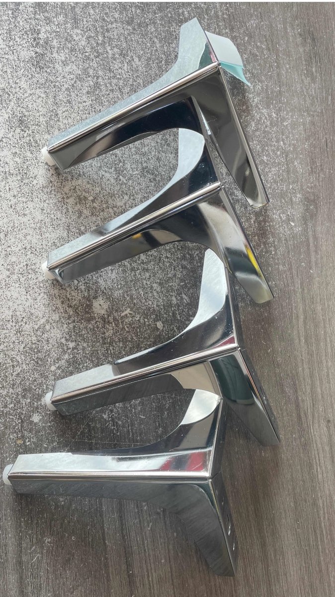 COVREO Tafelpoot 15x11x11 cm zilver metaal, 4 stuks met montageschroeven