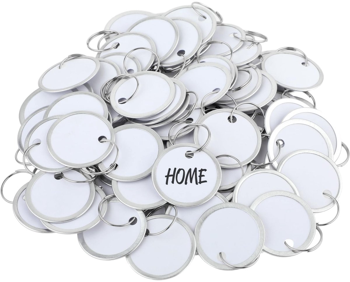 Solidchoice - 80 Stuks Sleutelhangers met Labels, 31mm Metaal