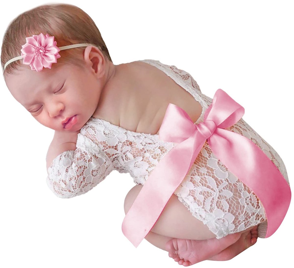 Solidchoice - 2-delige Baby Romper en Haarband Set voor Schattige Foto's