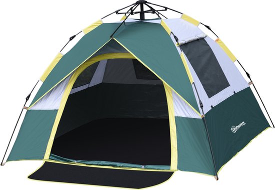 Campingtent voor 3 personen, pop-up koepeltent met raam, opbergtas, haken, grondzeil, familietent met een waterkolom van 1000 mm, tent voor kamperen, reizen, trekking en in de tuin — afbeelding 2