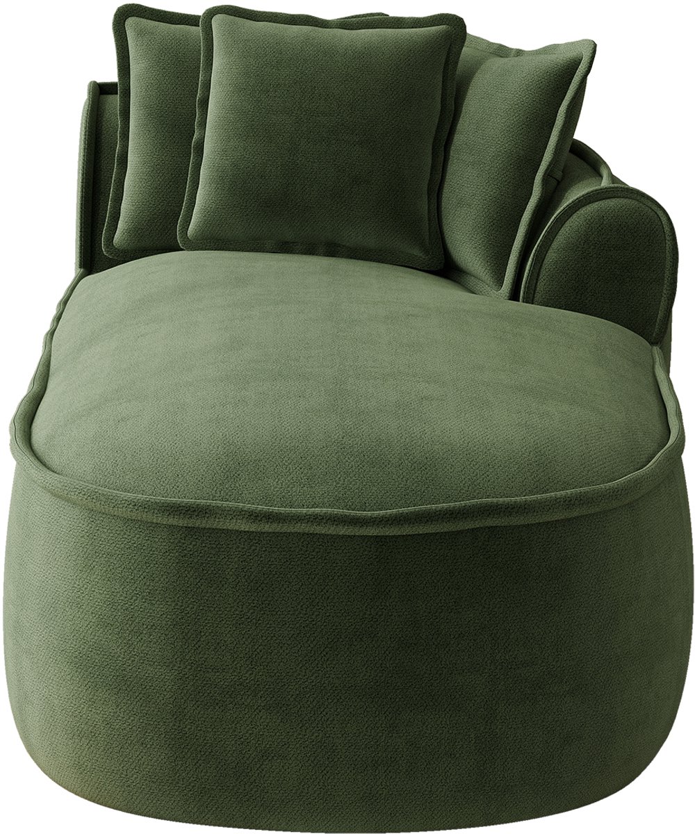 Modulaire Bank - Chaise Longue Lounge Bank Chenille Groen - 1 Persoons Relaxfauteuil