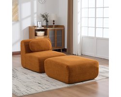 Modulaire Sofa - Chenille Cloud Bank Met Diepe Zit - Frameloze Compressie Bank Met 30D Schuimvulling - Ruimtebesparende Lounge Sofa Voor Woonkamer - Caramel