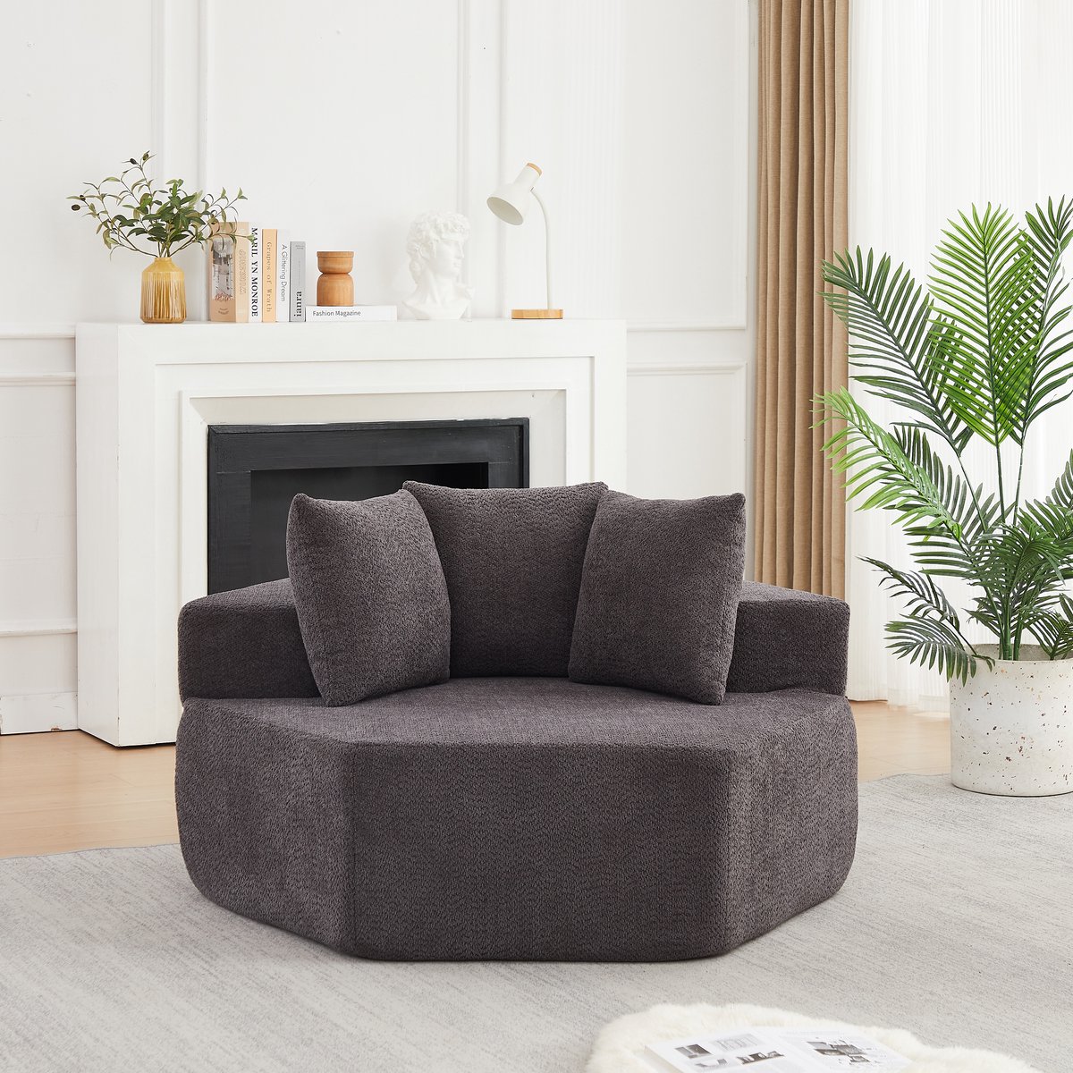 Hexagonale Sofa 137x32x32 cm - Gestoffeerd Sofa Met Veelzijdige Kombinatievrijheid, Grijs