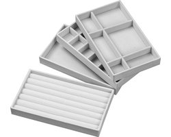 4-Delige Sieraden Organizer Lade voor Ketting, Oorbellen en Ringen: Juwelen Houder & Display & Opbergen