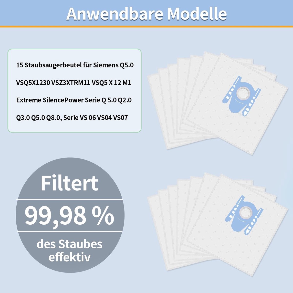 Solidchoice - 15 Stuks Stofzuigerzakken voor Siemens Q5.0 Series