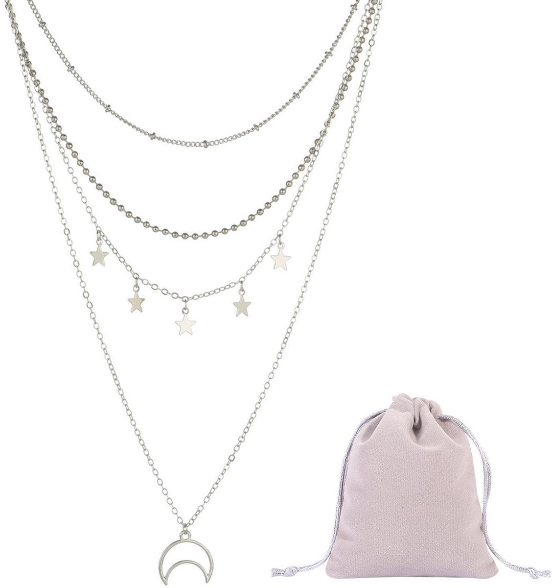 Solidchoice - Multi-Laags Sterren en Maan Ketting voor Dames