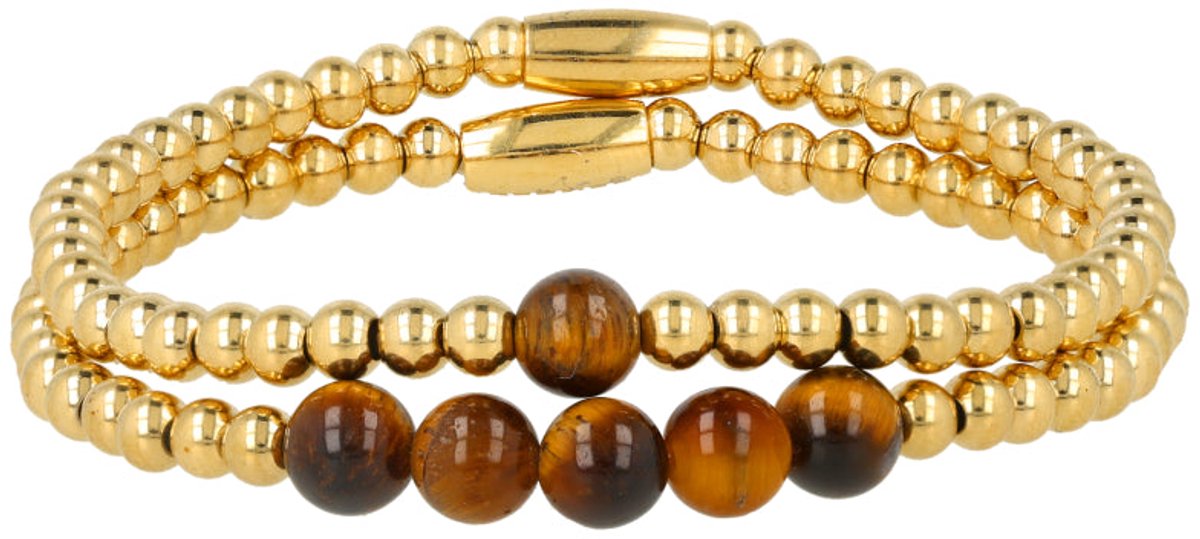 My Bendel - Tiger Eye Armbanden Set - met Luxe Cadeauverpakking | Sieraden Voor Dames | One-size