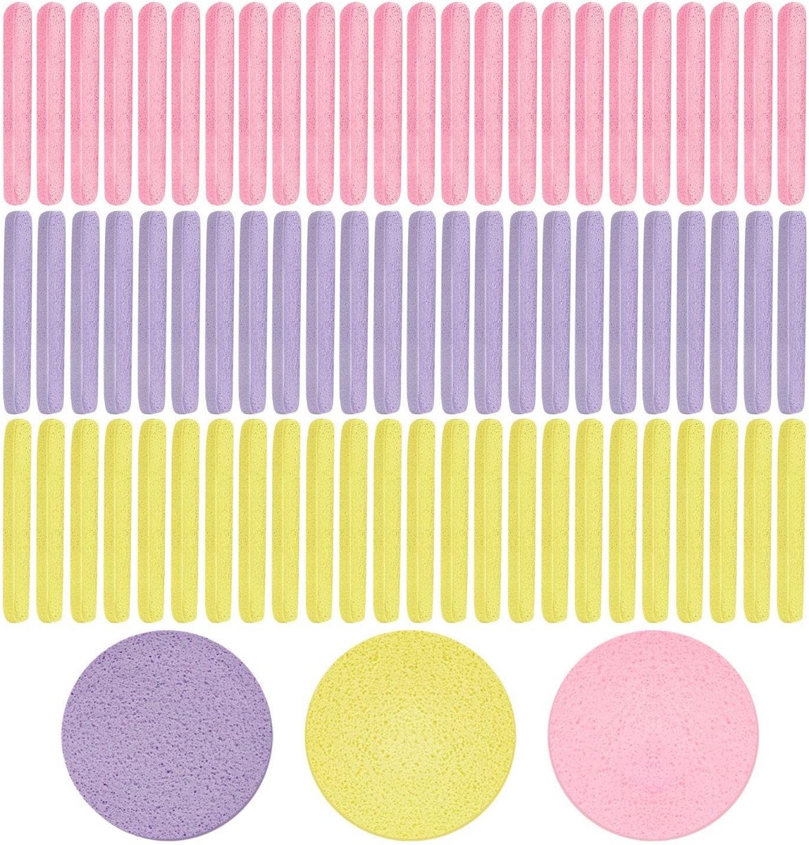 Solidchoice - 72 Gecomprimeerde Gezichtsspons Strips in Diverse Kleuren