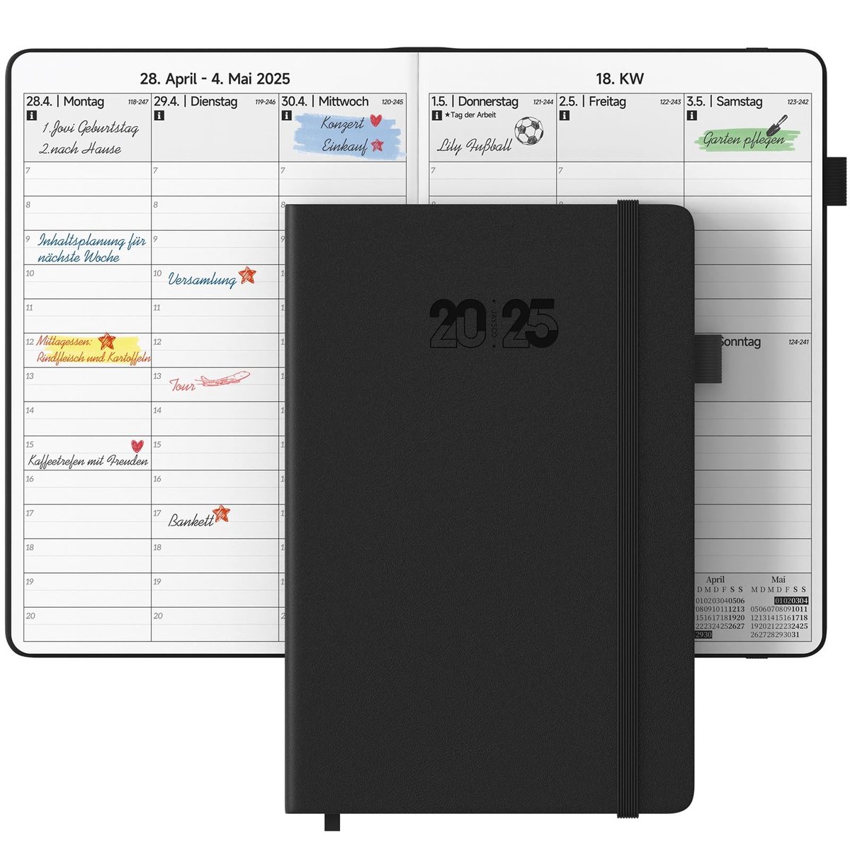 Solidchoice - 2026 Agenda Weekly Planner - Hard Cover voor Efficiënte Tijdsplanning