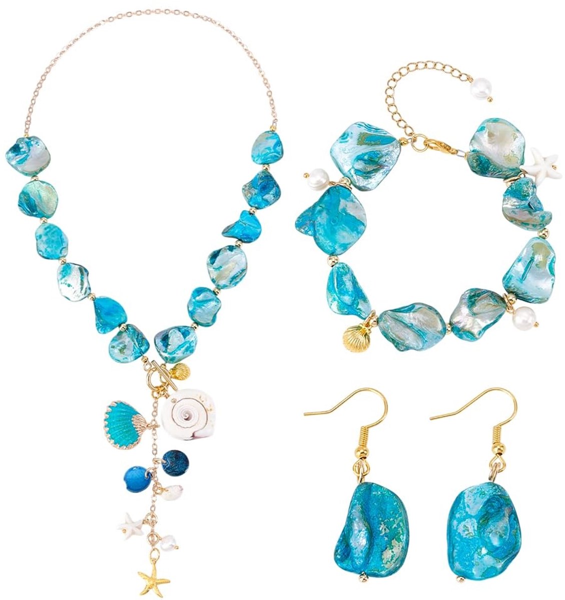 Solidchoice - Natuurlijke Zeeschelpsieradenset voor Vrouwen - Trendy Strandaccessoires