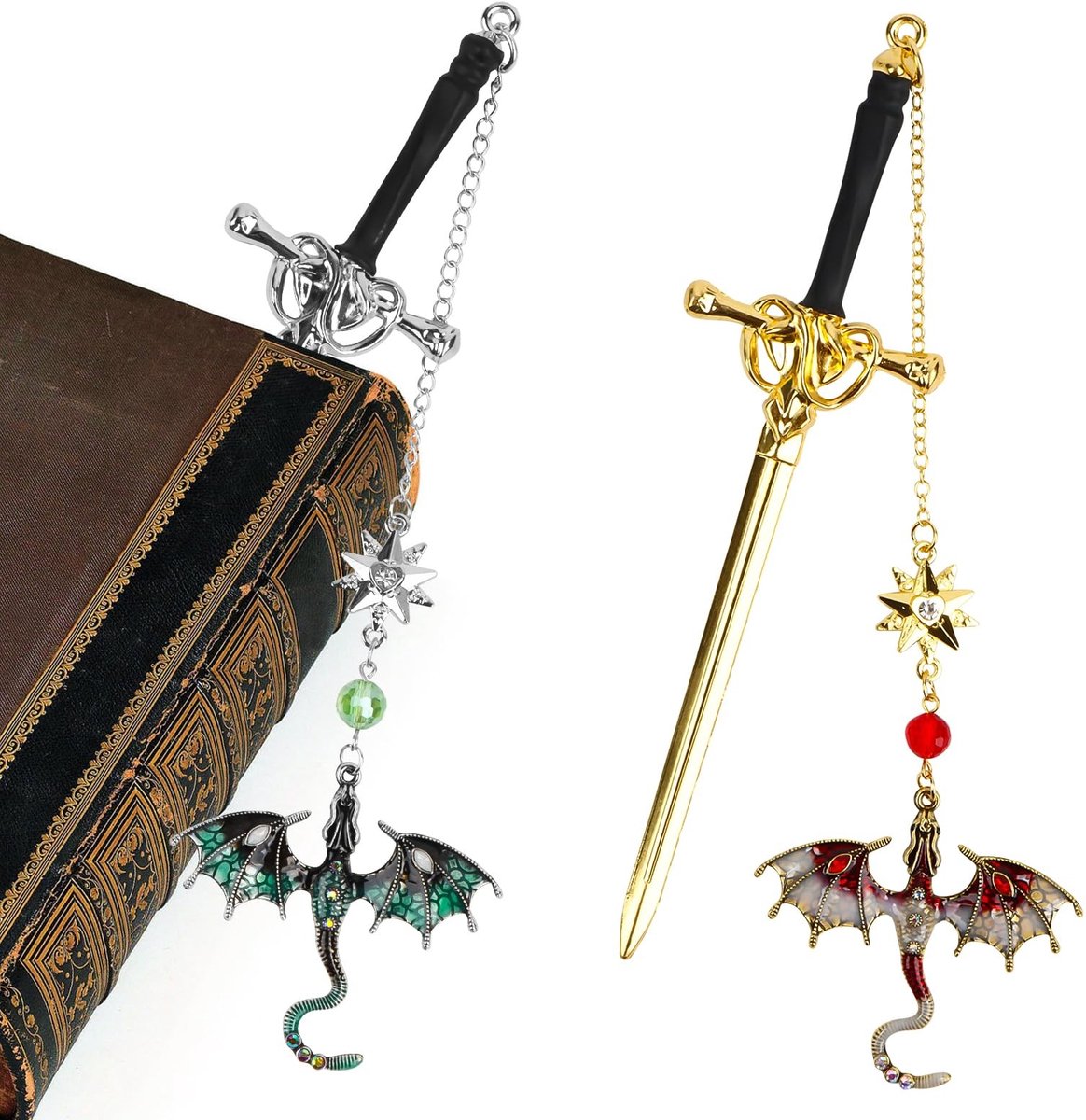 Solidchoice - Gepersonaliseerde Drakenzwaard Bladwijzers met Naam - Uniek Cadeau voor Fantasy Liefhebbers