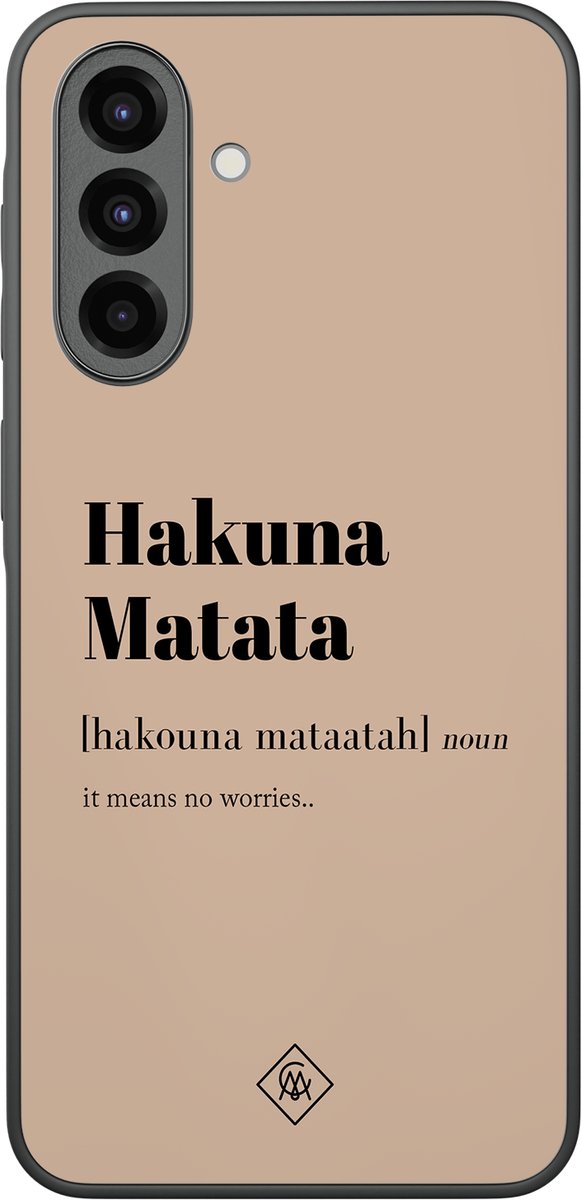 Casimoda® hoesje - Geschikt voor Samsung Galaxy A37 - Hakuna Matata - Zwart TPU Backcover - Tekst - Bruin/beige
