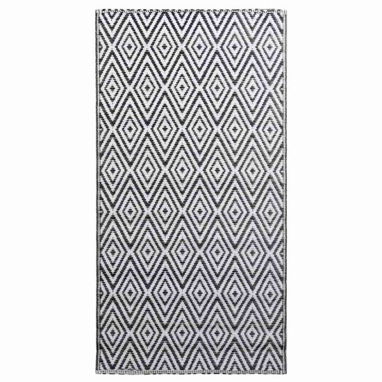 vidaXL - Buitenkleed - 120x180 - cm - PP - wit - en - zwart van VidaXL — afbeelding 2
