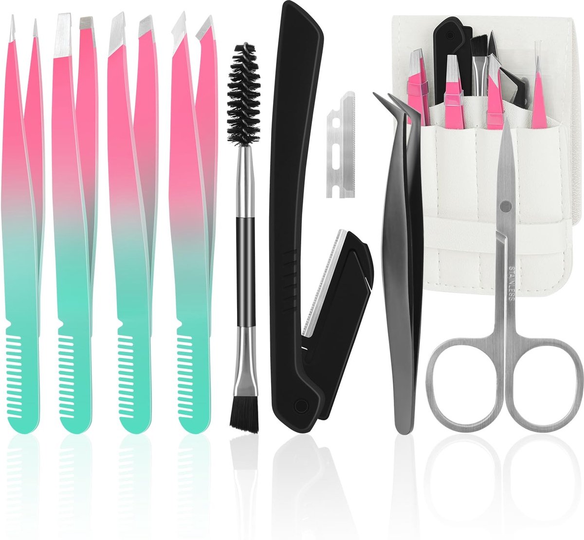 Solidchoice - 11-delige Precisie Tangen Set voor Gezichtsbeharing met Etui